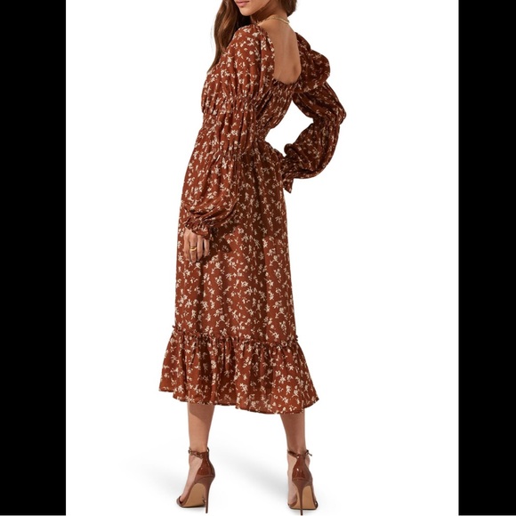 NWT Astr the Label floral printed peasant midi dress - Picture 2 of 2
